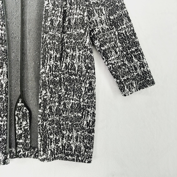 Ann Taylor Loft Black and White Open Front Coat Knit Noise Cardigan Z3 - Picture 3 of 7